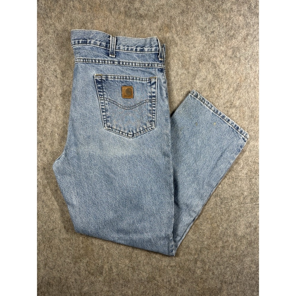 Carhartt B180 STW Jeans Mens 38x30 Traditional Fit Light Wash Denim Workwear